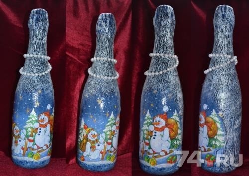Бутылки декупаж бутылки новый год Бутылки декупаж бутылки новый год
