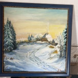 Картина 30/30 «Зимняя деревня», масло, Челябинск